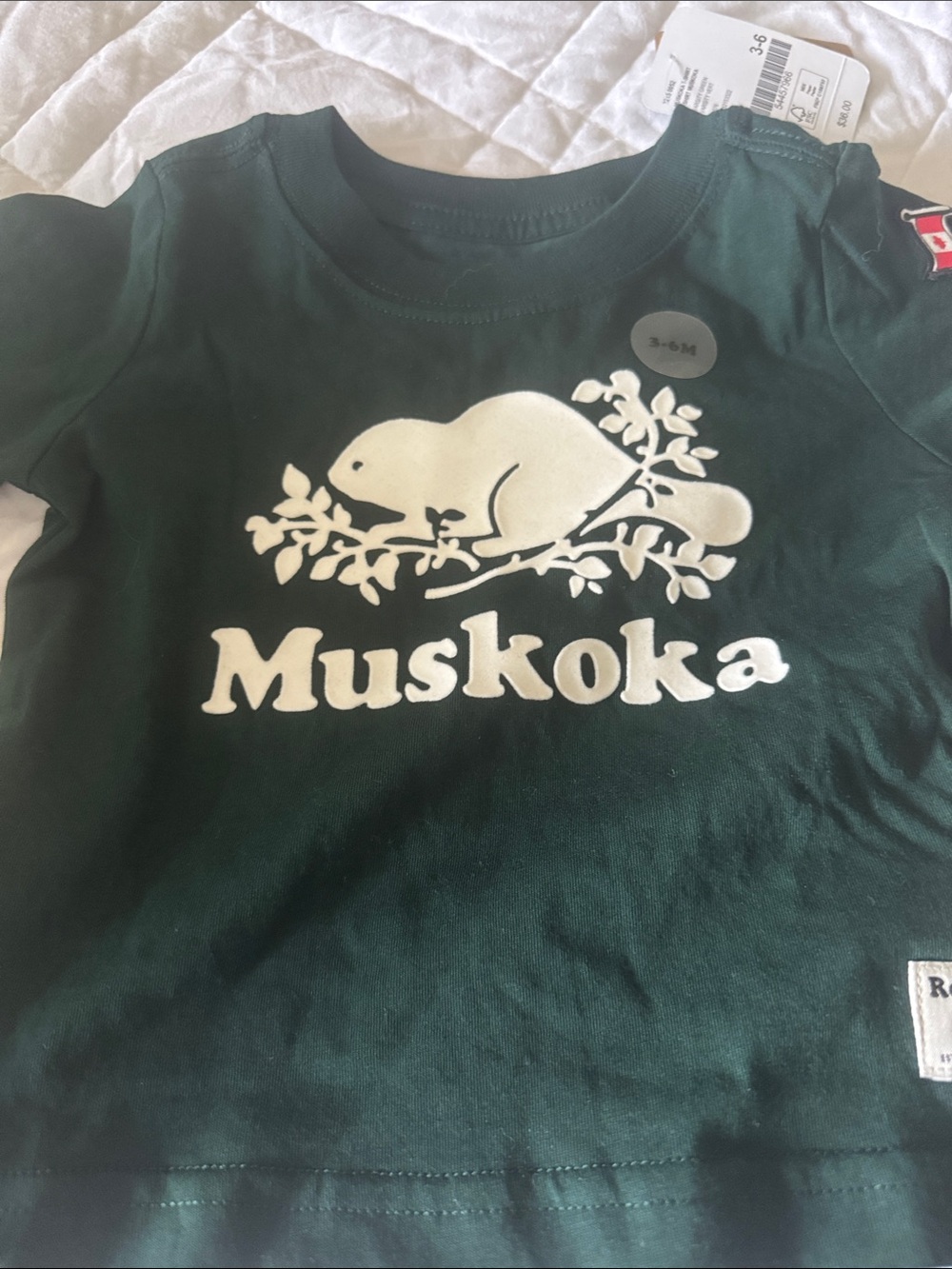 Roots Baby Tee - limited edition Green Muskoka Beaver Graphic Tee